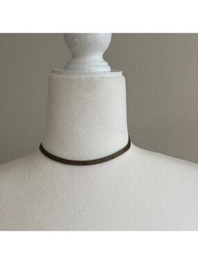 Gold Herringbone Chain Choker Necklace